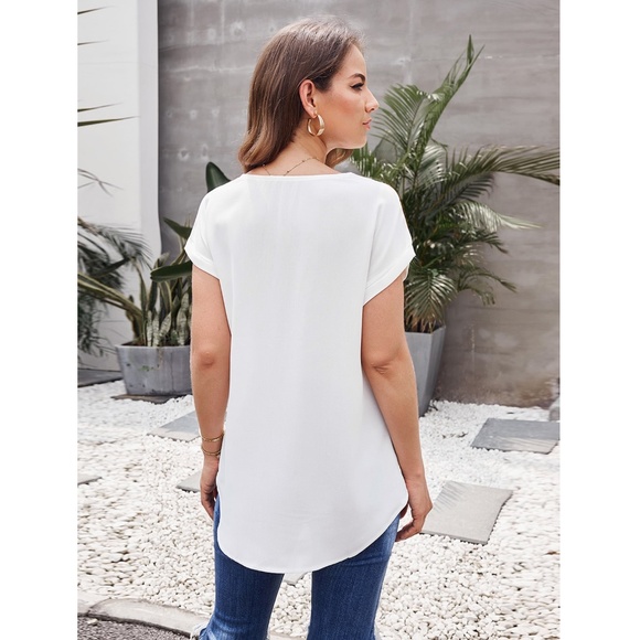 White Casual Zipper Detail Shirt - Picture 5 of 9